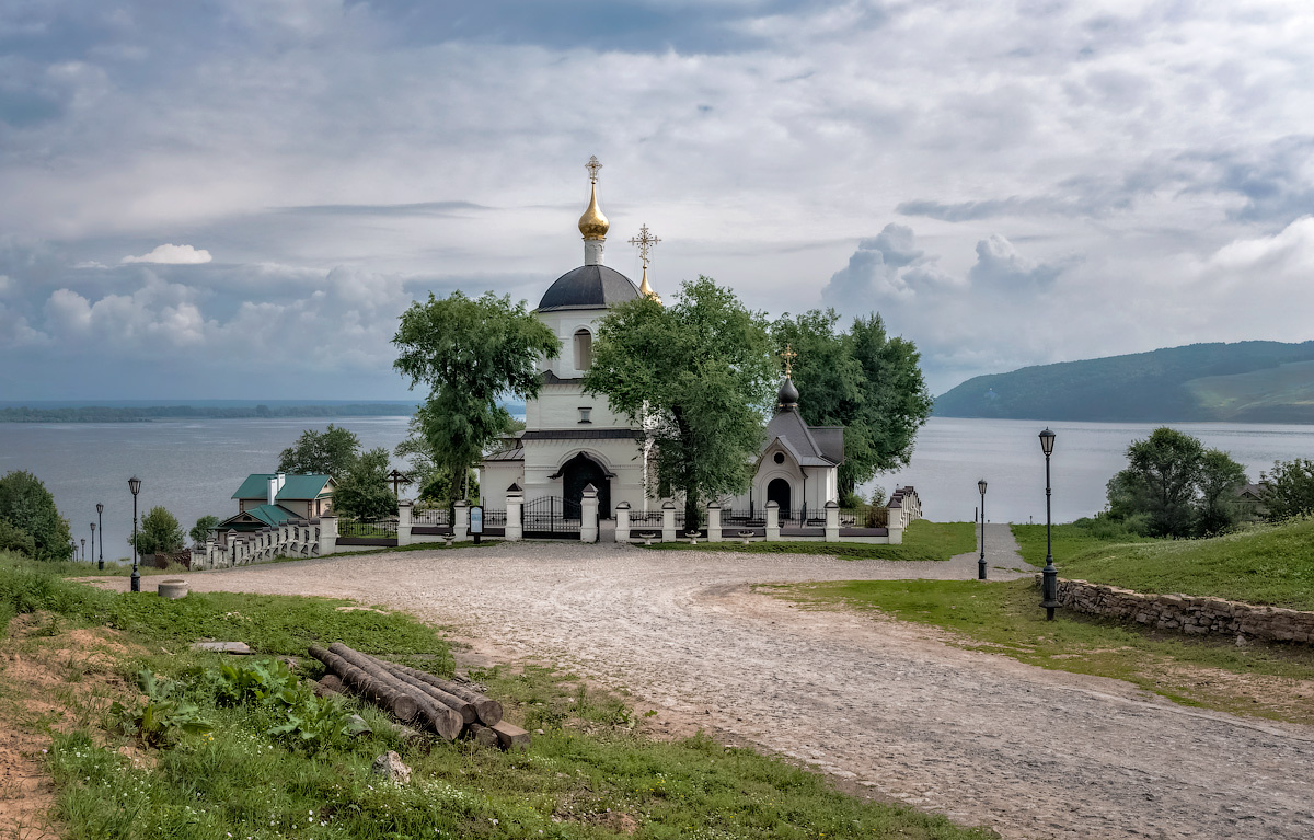 Cвияжск лето небо облака пейзаж река дерево