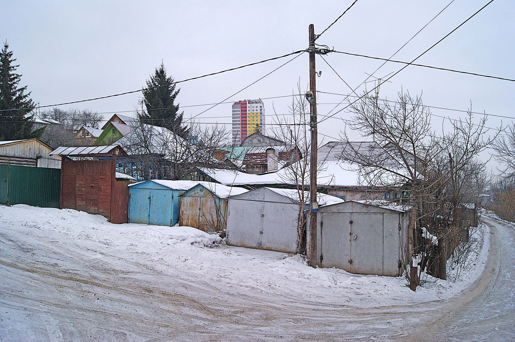 Поворот Фонарь гараж дорога