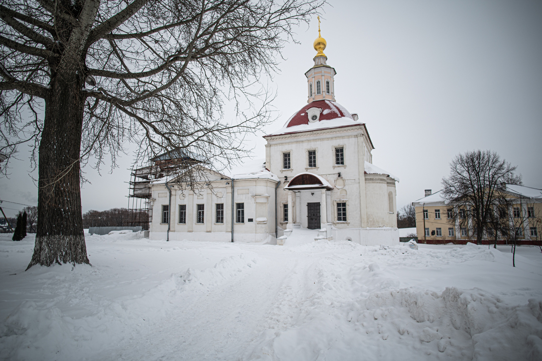 Церковь церковь зима снег дерево