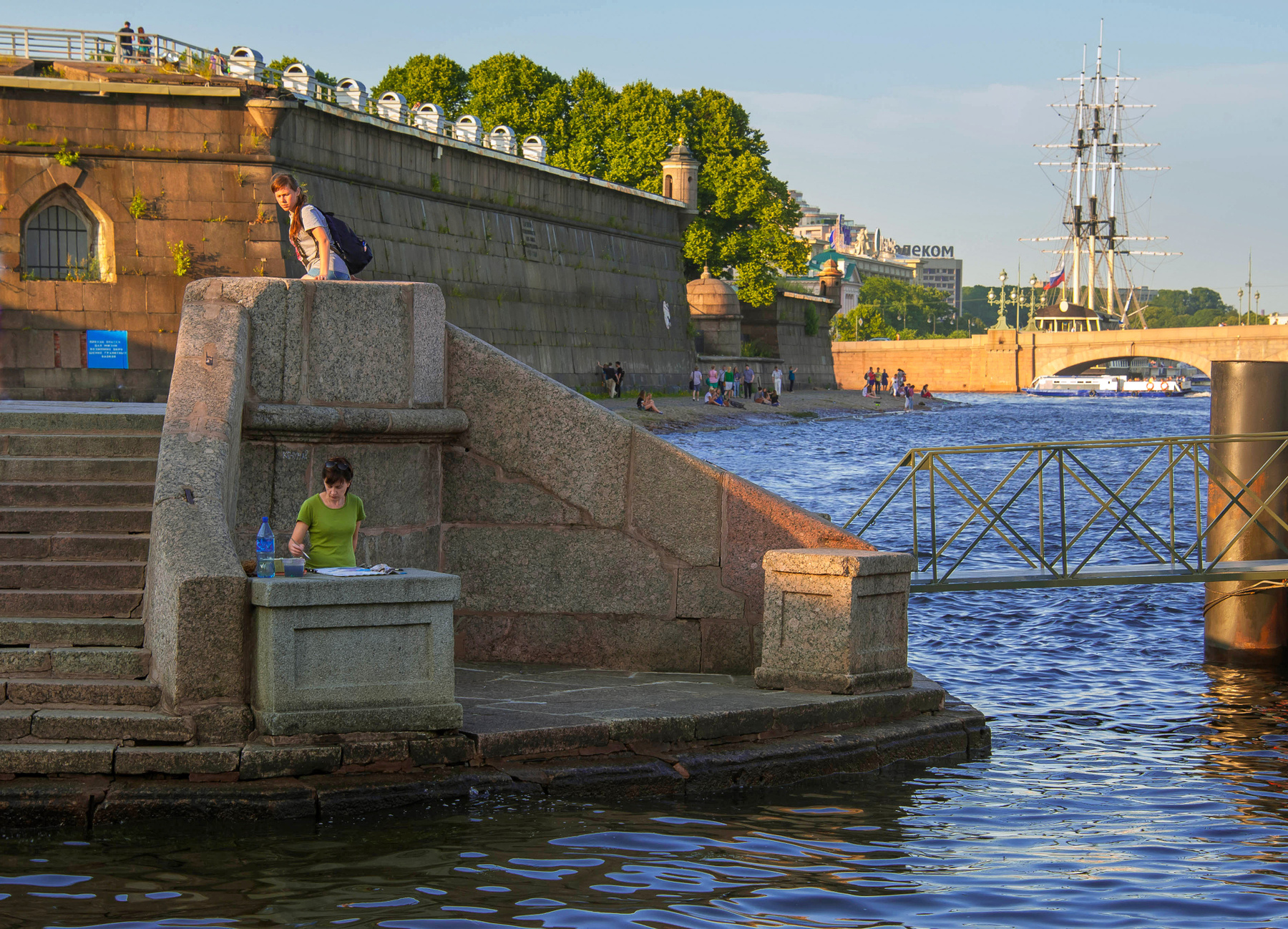 Приятное с полезным город нева крепость причал набережная мост свет закат пейзаж история архитектура
