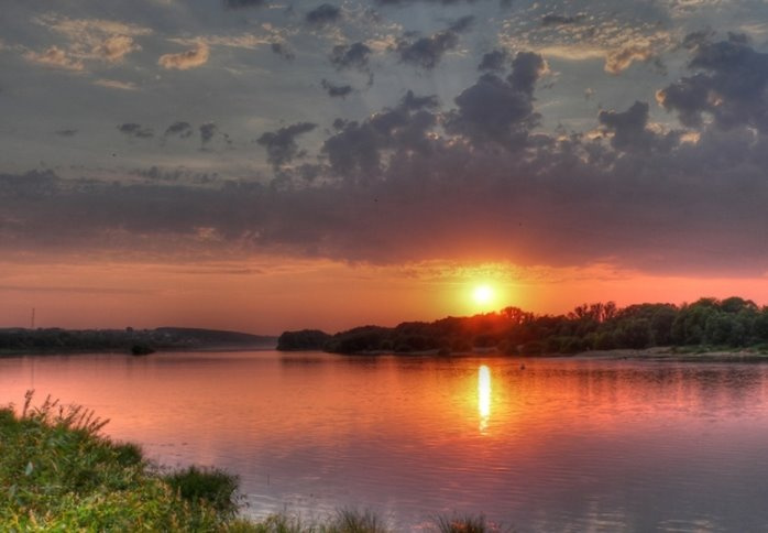 Река Ока.Закат. HDR природа