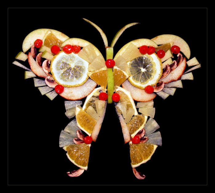 butterfly фрукты, бабочка