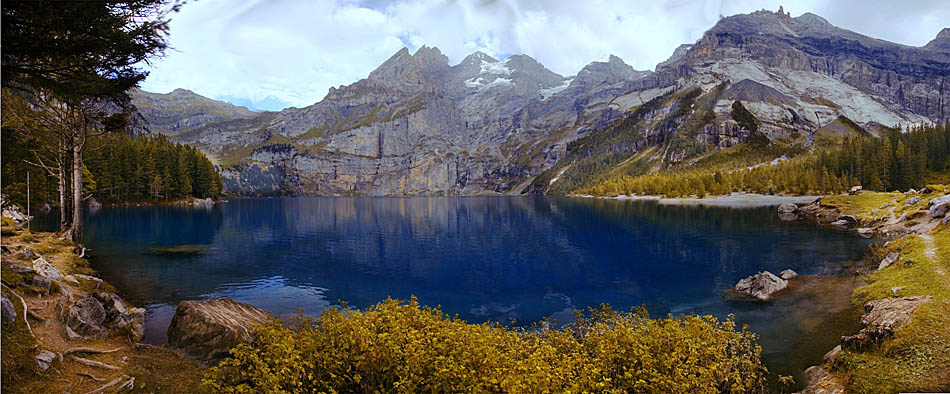 Голубое озеро Озеро Горы kandersteg