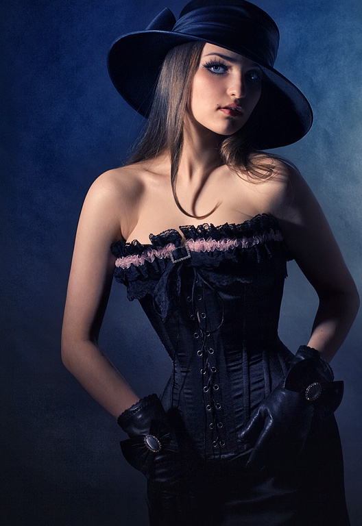 lady девушка корсет шляпа перчатки взгляд гламур glame