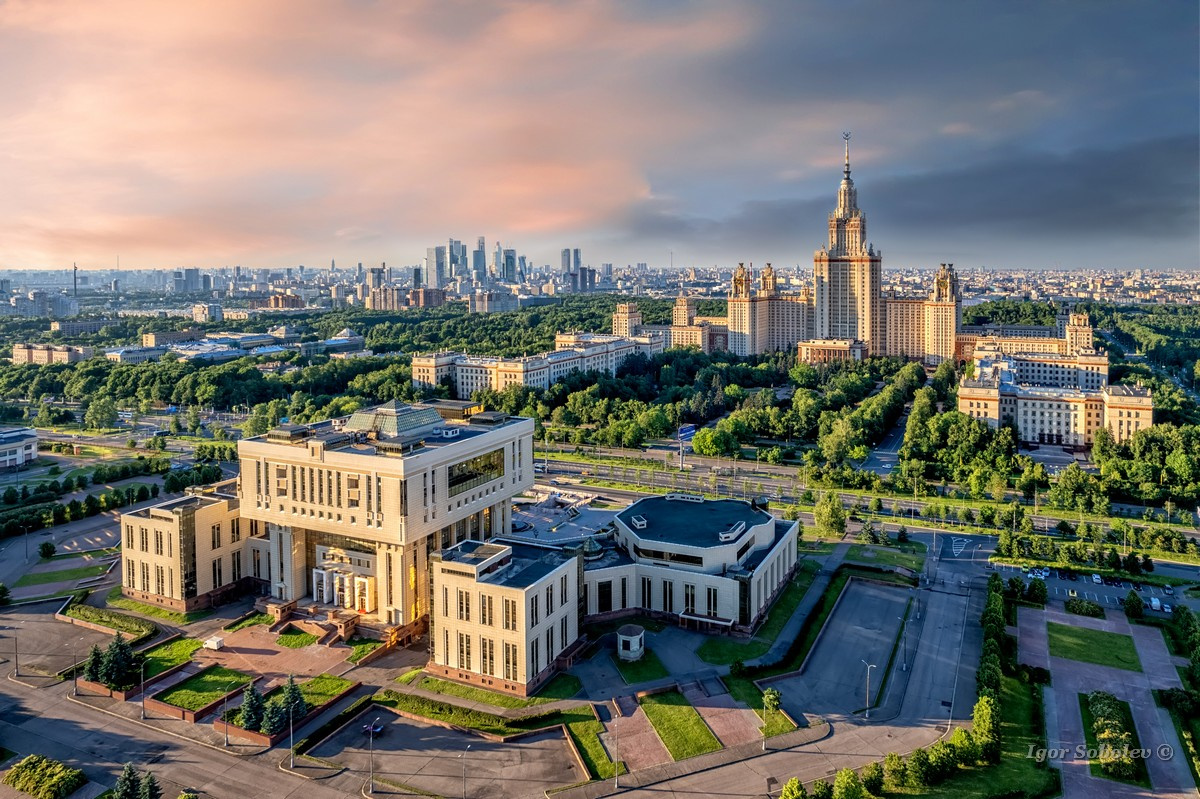 МГУ на закате мгу москва закат