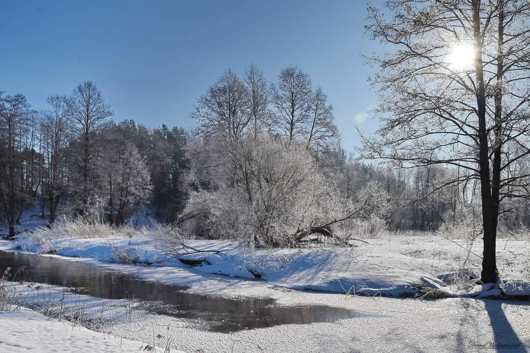 Морозное утро. зима река природа пейзаж