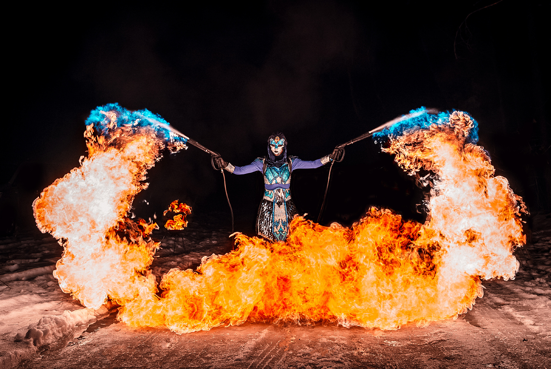 Flamethrower fire show фаер шоу