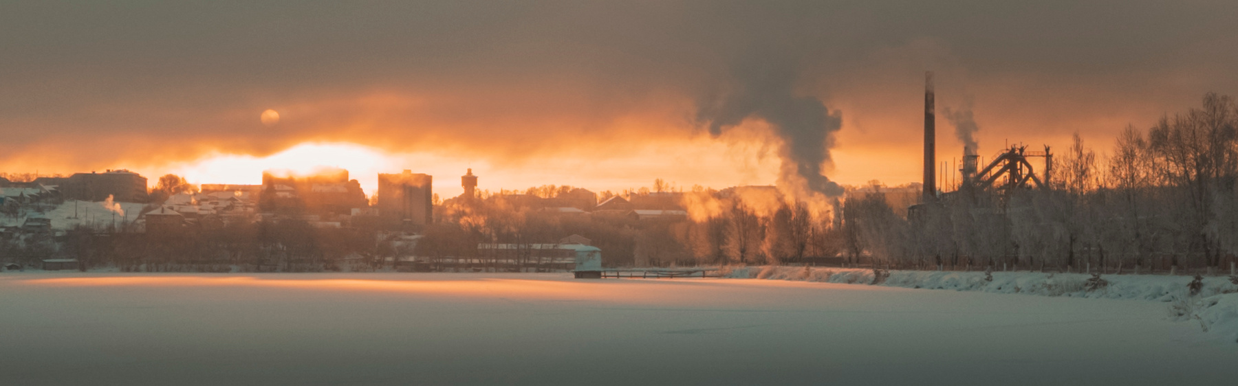 Восход над городом восход рассвет утро панорама пейзаж зима город