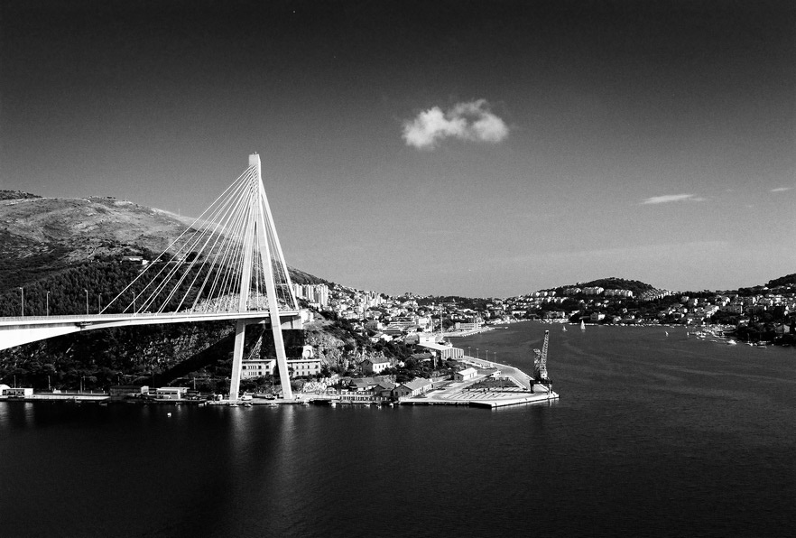 Bridge to Dubrovnik bridge, city, town, sea, water