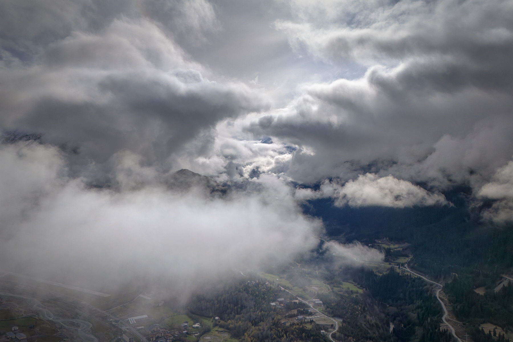 Clouds Over Mestia svaneti mestia town sky clouds sun mountain aerial nature landscape scenery travel outdoors georgia sakartvelo chizh