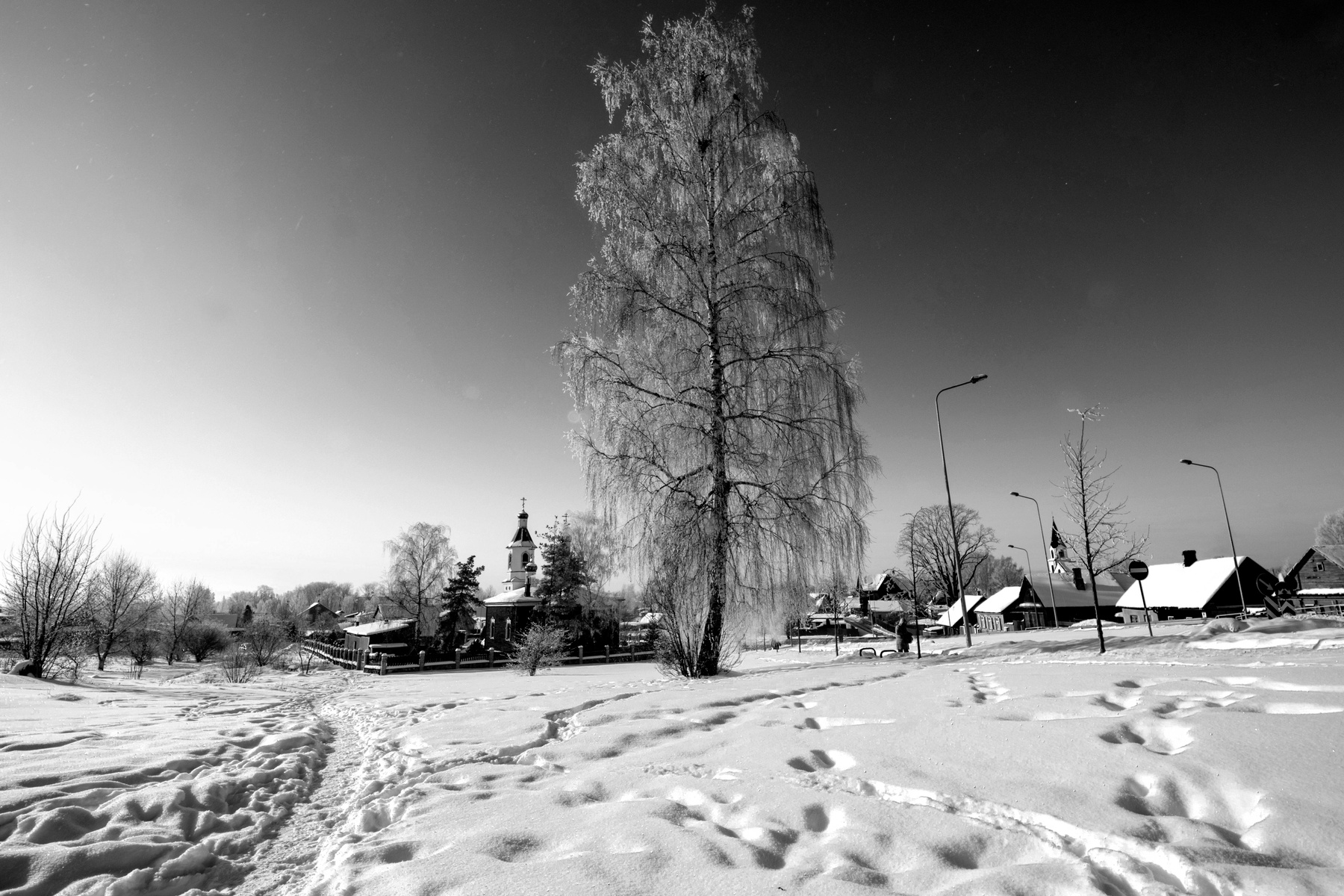 Следы на снегу. 