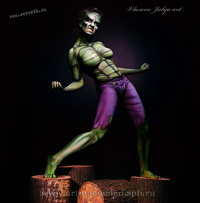 супергерои Халк боди-арт супергерои body-painting