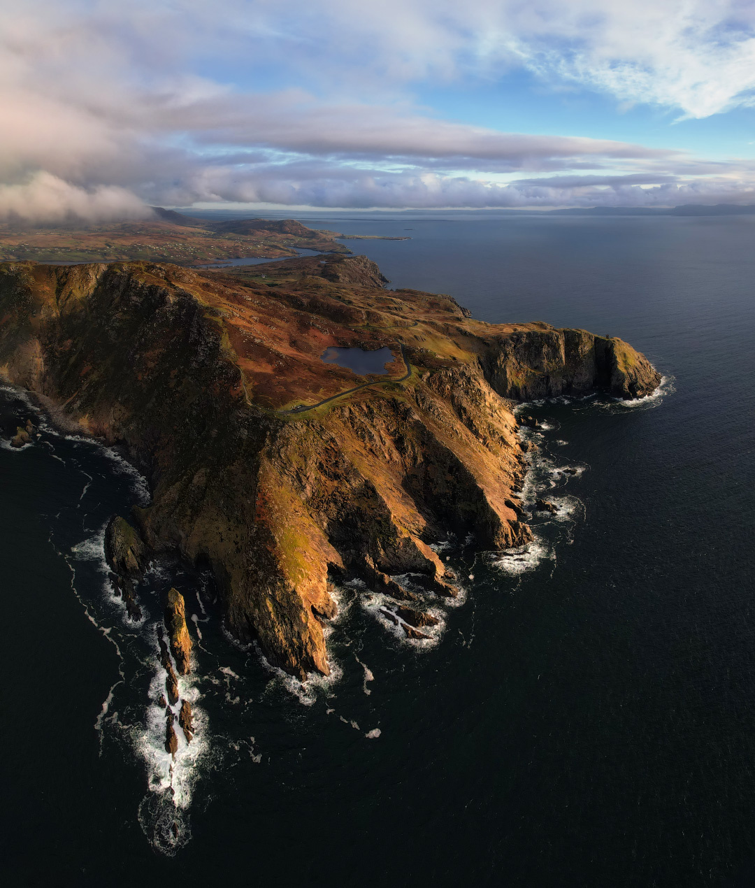 ...in soft light... ireland nature outdoors scenic wild atlantic way ocean from above aerial seascape seaside coastal shoreline cliffs slieve league carrick donegal picturesque awesome spectacular europe destination
