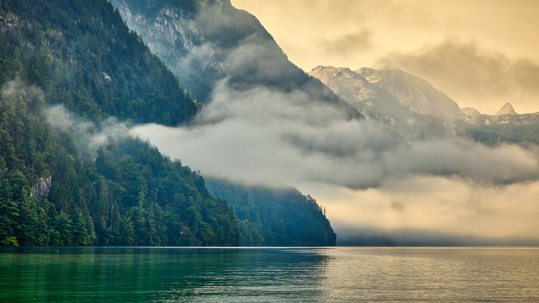 Кёнигсзее. Утренний туман... Германия Бавария Кёнигсзее Königssee озеро туман