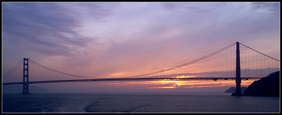 Golden Gate Мост Море Закат Красота