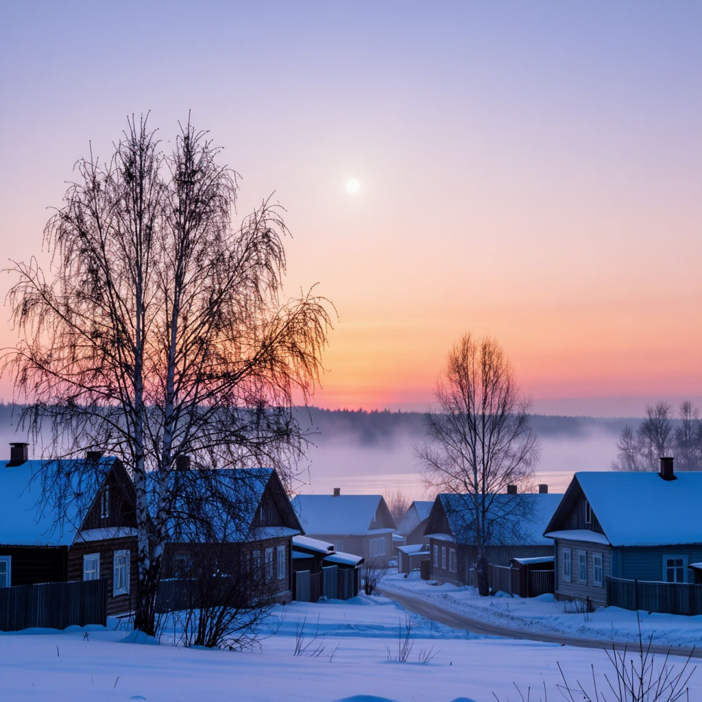 Сон заснеженной деревни 