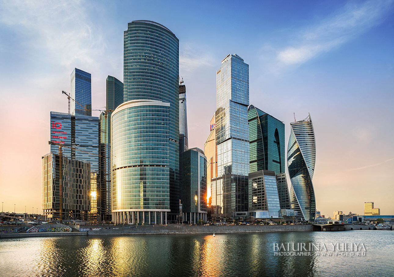 Сити-стройка Москва Сити небоскреб архитектура закат