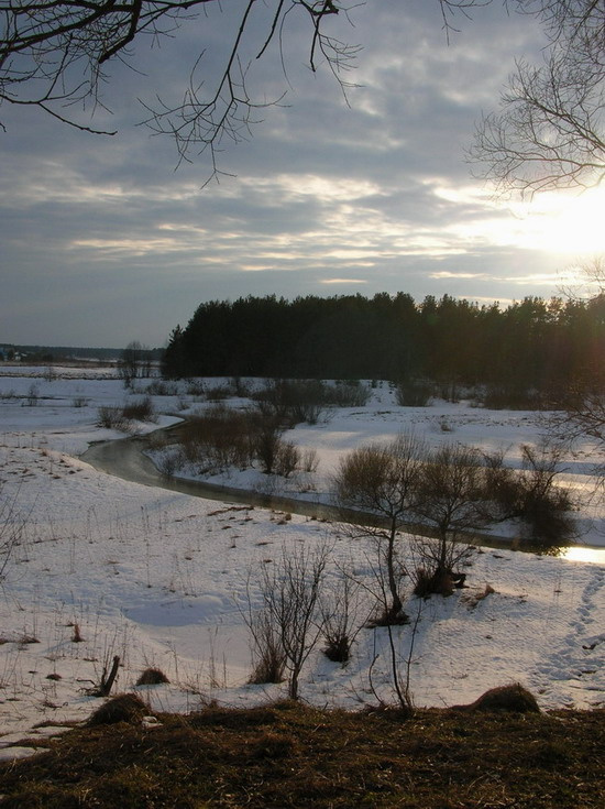 Просто закат вечер закат вода снег
