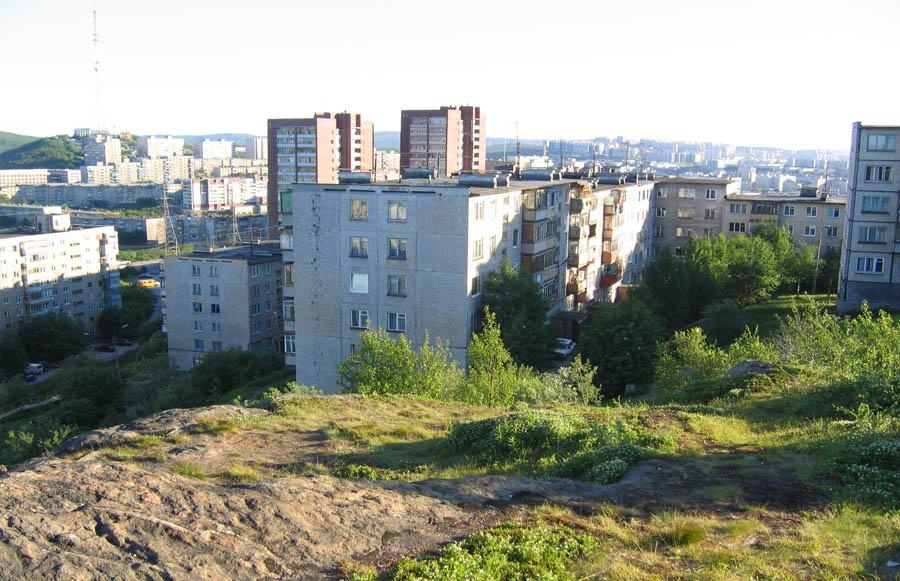 Мурманск сверху Сопки Солнце