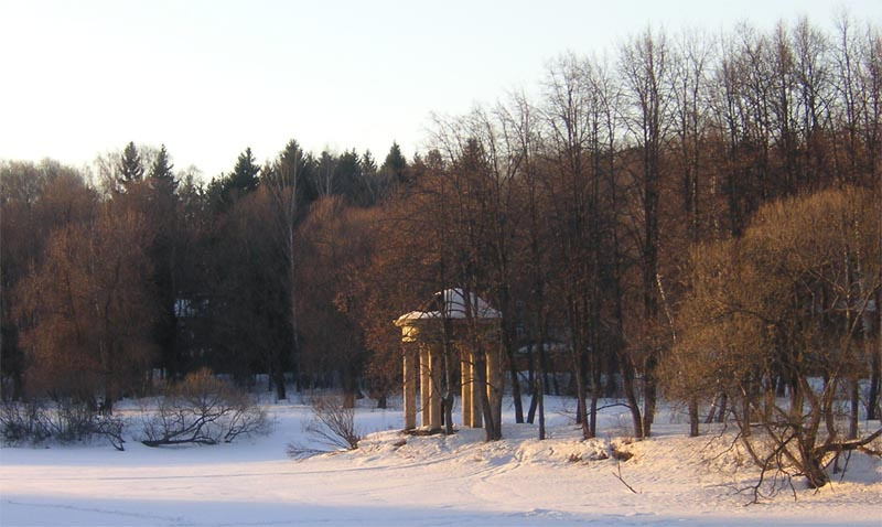 XIX зима, беседка, закат, xix век