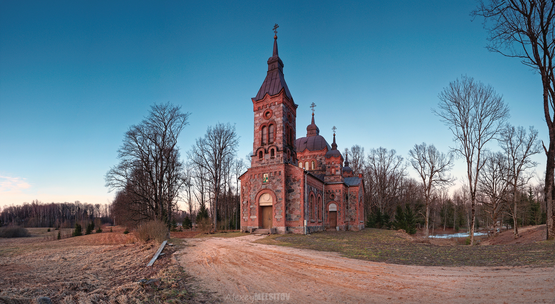*** 16-35 4 Cokin polarizer Hyperfocal focusing Singh-Ray filters building church d800 dusk evening grass green landscape latvia nikon nitaure panorama snow sunset winter