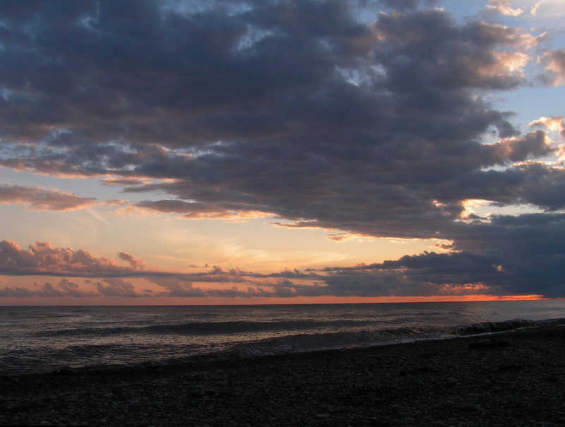Цвета заката закат, море, облака