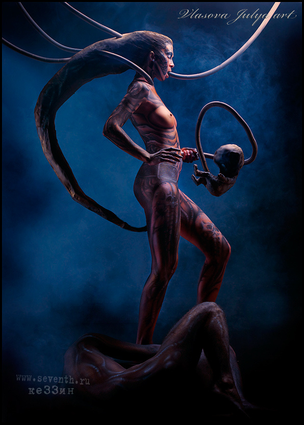 фантазия на тему Гигера боди-арт body-painting Giger Гигер аэрография airbrush