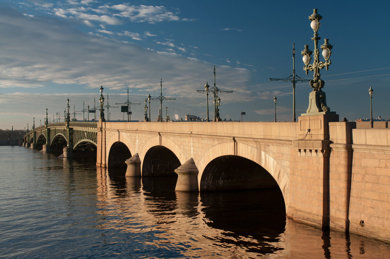 Soft light bathed the bridge Petersburg
