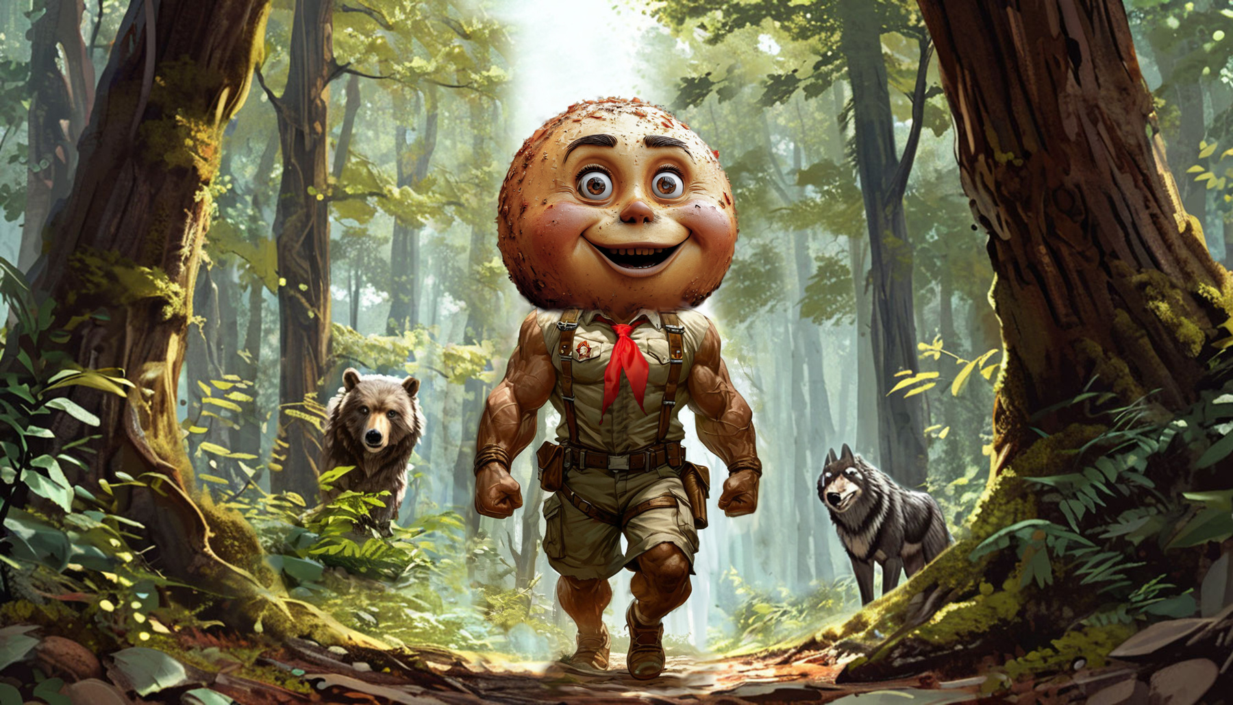 Achtung! Achtung! Kolobok im Wald!! AI generated