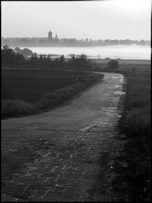 Дорога Церковь, туман, дорога