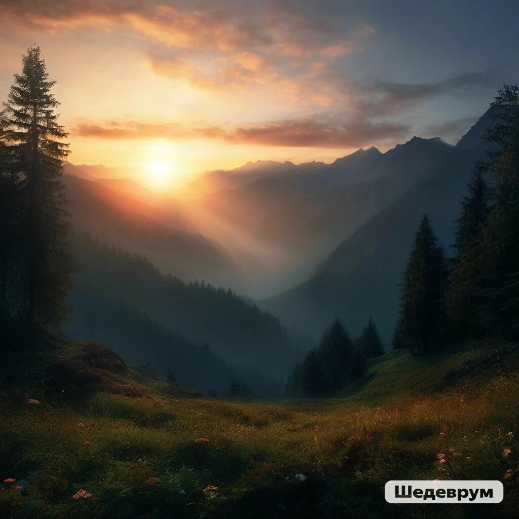 Горный пейзаж ранним утром, 🌄 восход солнца 🌞 Утро пейзаж восход солнца