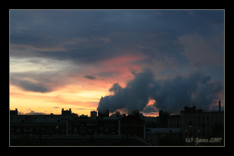 Холодный октябрьский закат Москва, закат, октябрь