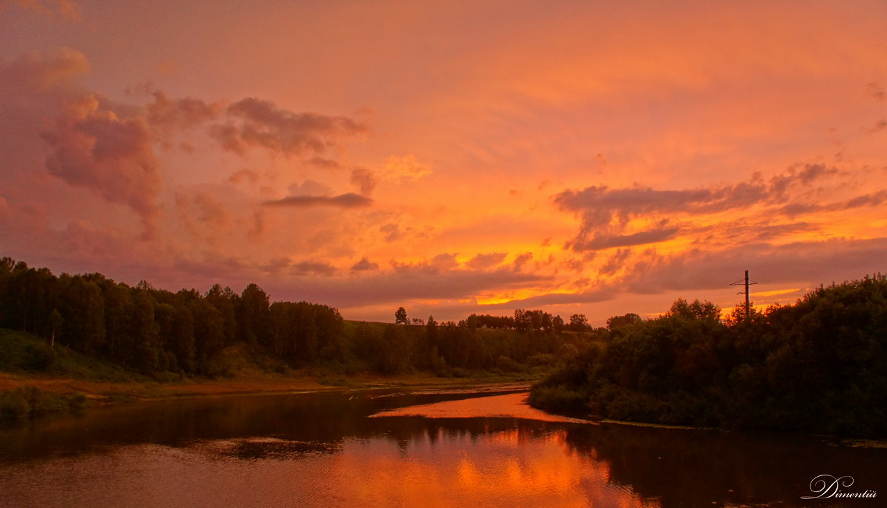 Летний вечер HDR, пейзаж, природа