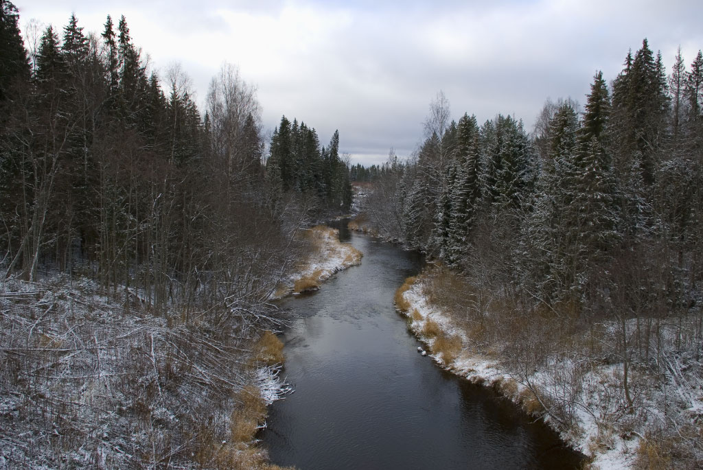Первый снег Первый снег река