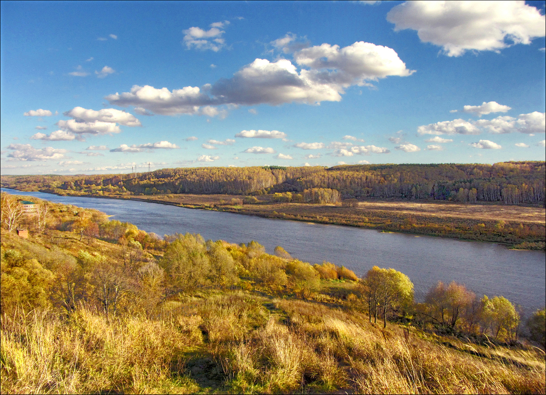 Осенние этюды. (2) трава кустарник река даль облака