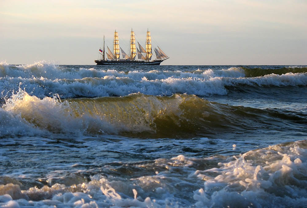 Крузенштерн Парусник, море, Светлогорск