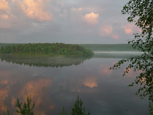 Ночь полярного дня Облака, небо, ночь, река