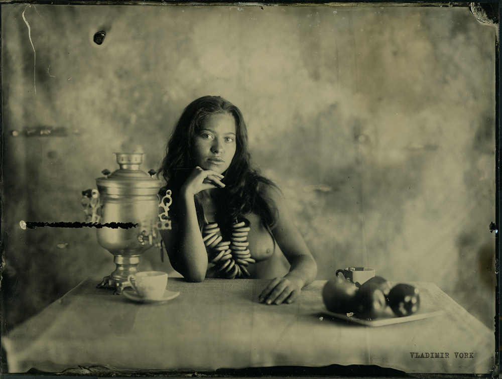 Амбротип 18х24, Самовар и бублики. ambrotype, 18x24, Амбротип, Мокрый коллодий, ню, 
