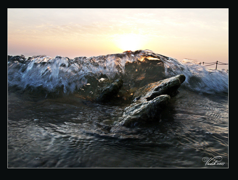 Sea wave море, солнце, восход, вода, камень