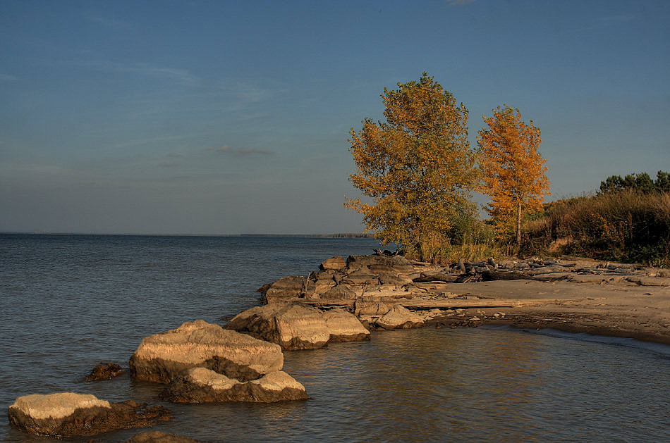Краски осени Обское море, вечер, закат, осень, бабье лето