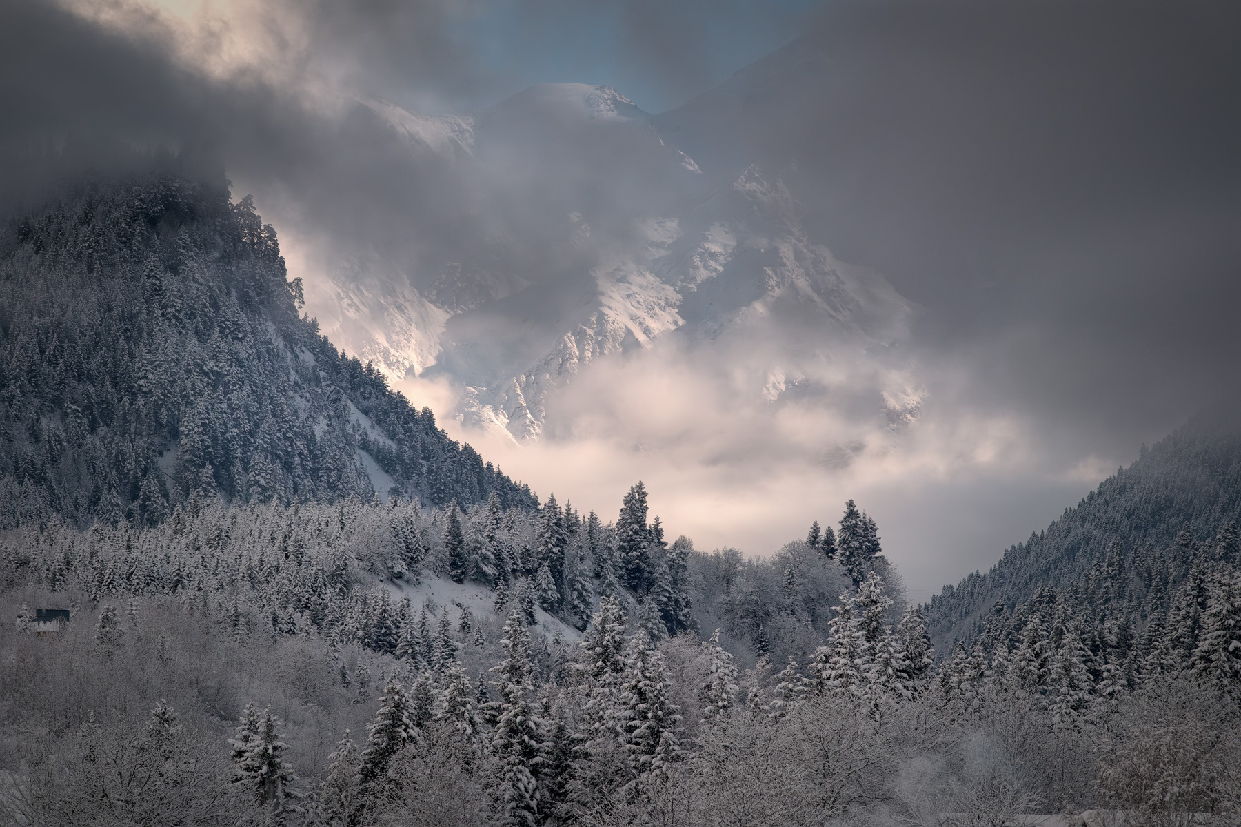 Mulkhra River Valley In Winter svaneti mestia mulkhra valley mountain sky clouds snow snowfall winter january trees mountains nature high landscape scenery travel outdoors georgia sakartvelo caucasus chizh