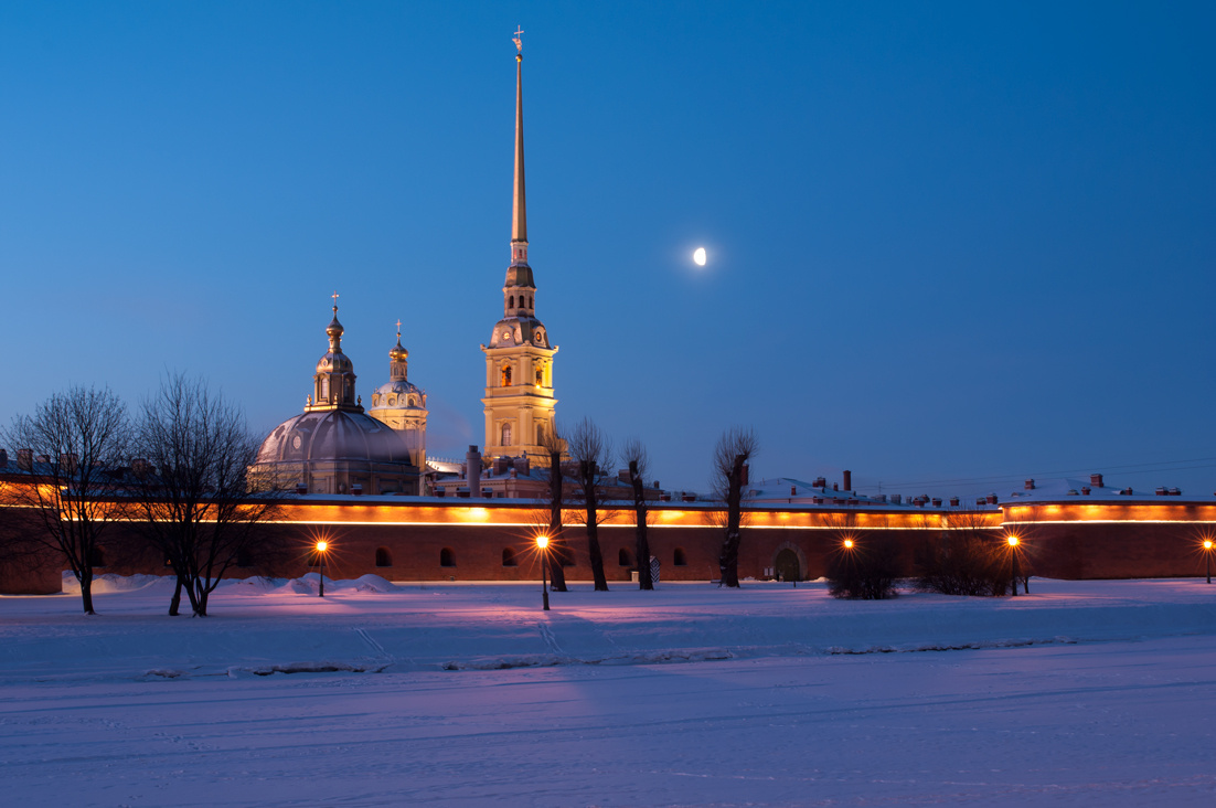 Moon stays proud in the night sky Petersburg