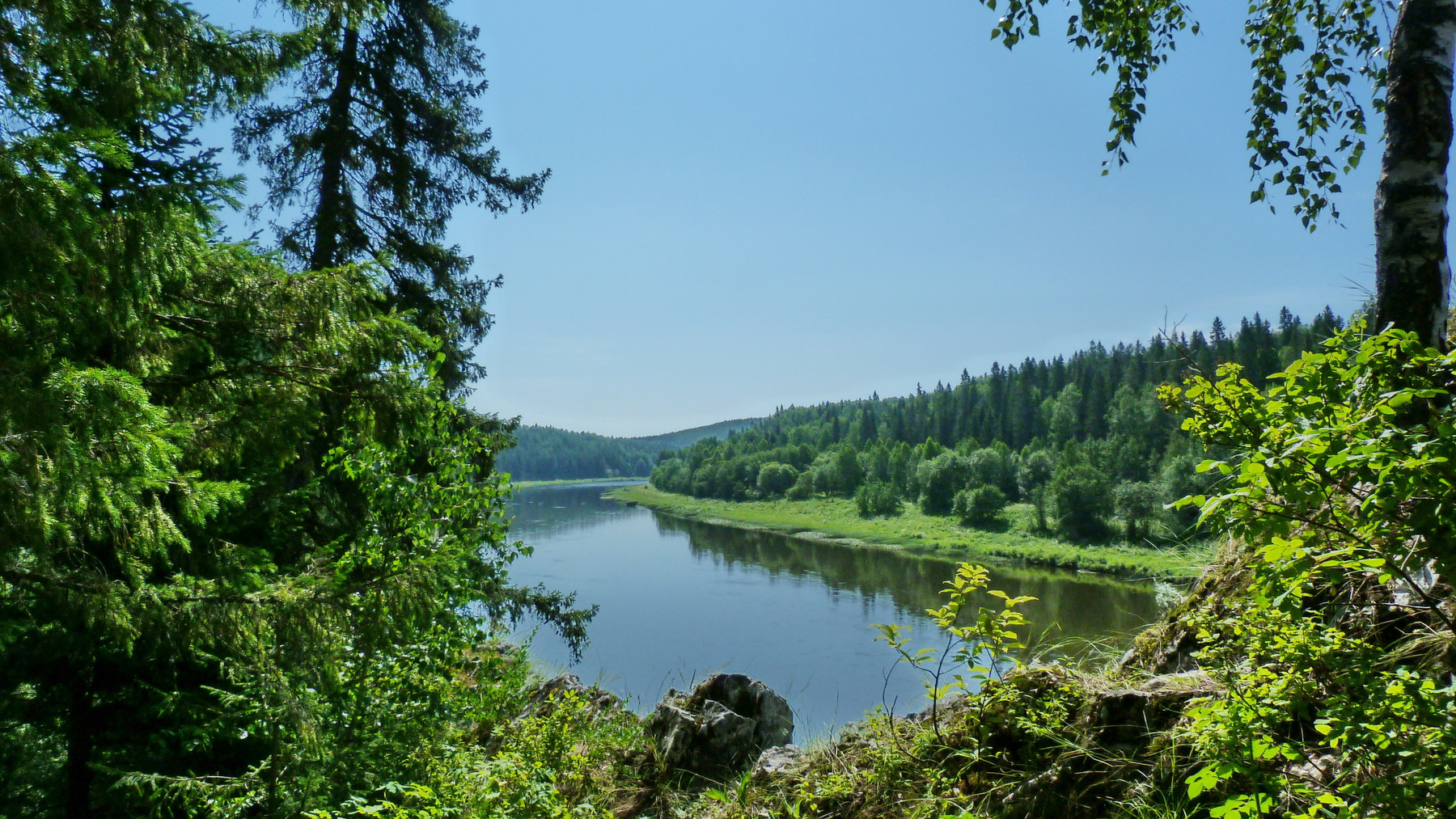 Летний полдень Природа, вода, Урал, пейзаж, лето, река.