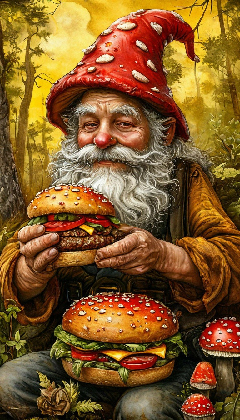 на здоровье! - лесная столовка Точка уууу гамбургер лес стритфуд мухоморы