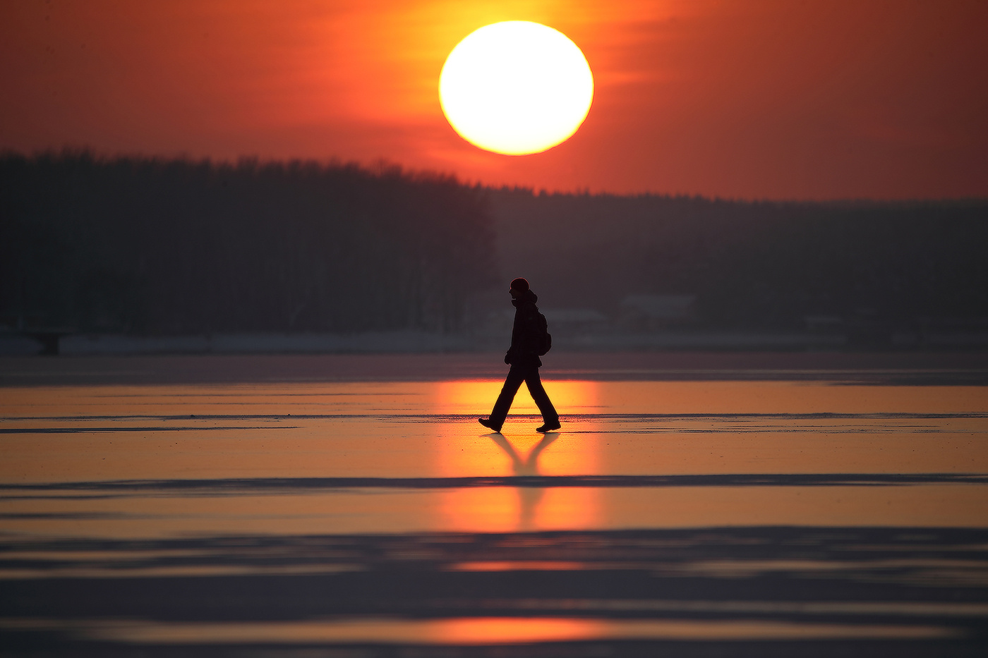первый лед лед озеро закат thin ice отражение reflection