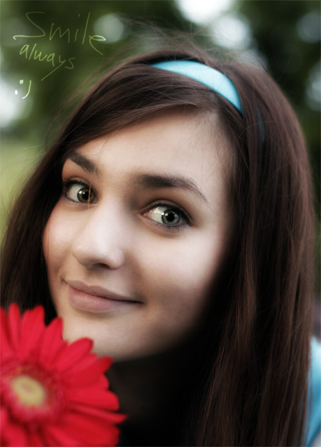 Smile always улыбка, цветок, девушка