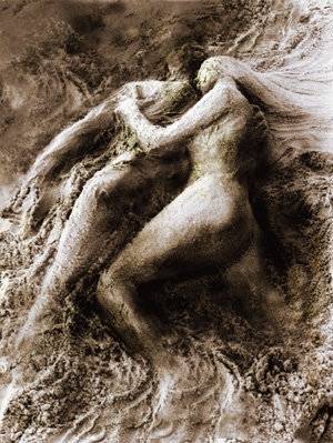 entwined nude woman man entwined surreal abstract
