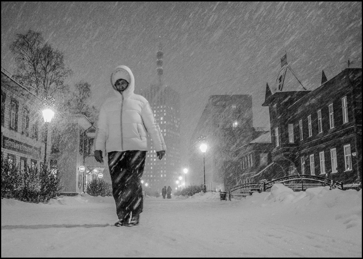 Вечерний Архангельск в снегу 