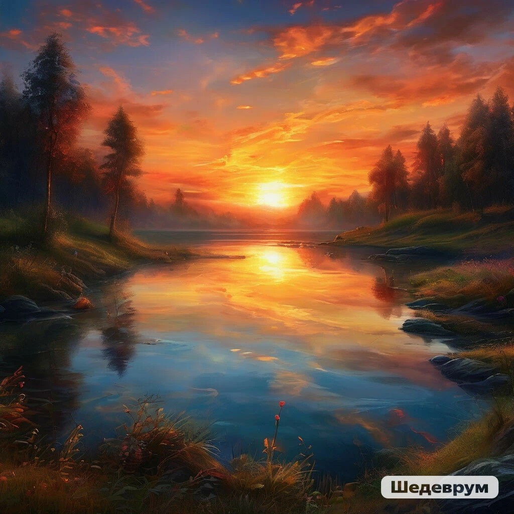 Пейзаж Нейросеть красота заход солнца