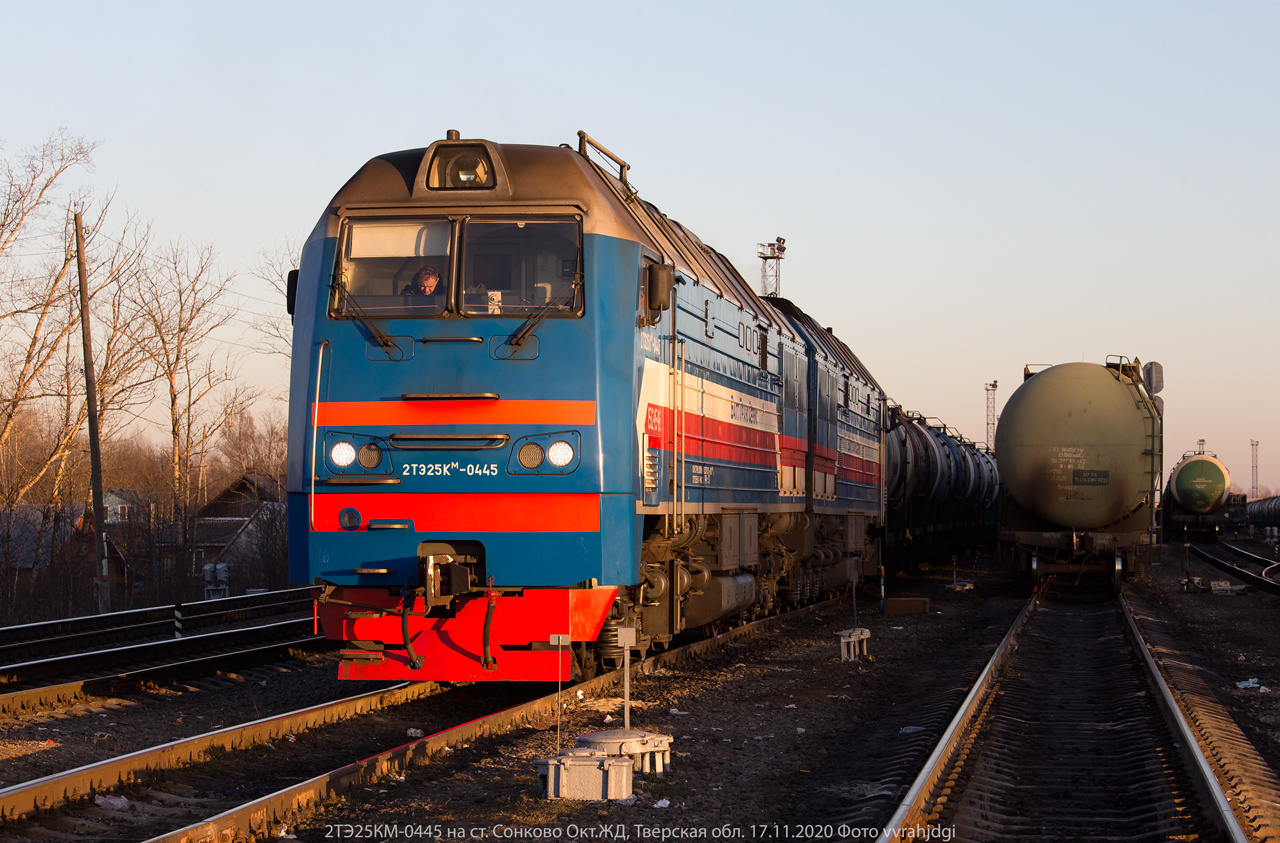 2ТЭ25КМ-0445 тепловоз 2ТЭ25КМ грузовой поезд